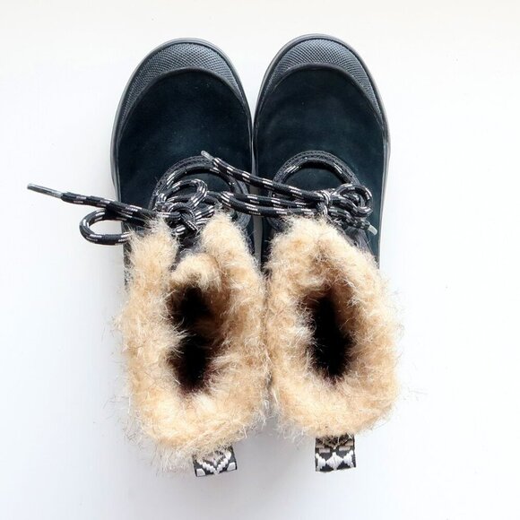 Clarks Suede Leather Nylon Rubber Fur Waterproof Lace-up Winter Rain Boots 7.5 - Picture 4 of 16